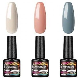 COSCELIA Vernis à ongles UV Set 3 couleurs*7ML Soak Off Gel Polish Gel Set Vernis à ongles Gel pour Nail Design Nail Art Gel 