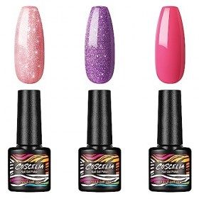 COSCELIA UV vernis à ongles gel set 3 couleurs*7ML UV gel nail polish set vernis à ongles gel pour nail design Nail Art Gel P