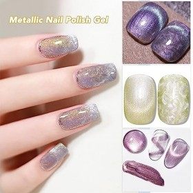 Gel de Polissage pour Ongles Métallique Portable 8 Couleurs Gel pour Ongles Peint Métallique Haute densité pour Manucure DIY 