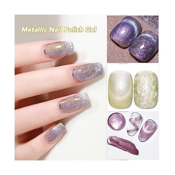 Gel de Polissage pour Ongles Métallique Portable 8 Couleurs Gel pour Ongles Peint Métallique Haute densité pour Manucure DIY 