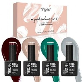 MYGEL by Mylee, Vernis à Ongles en Gel Ensemble Automne-Hiver 4x10 ml - Pédicure et Manucure UV/LED Soak-Off - Longue Durée e