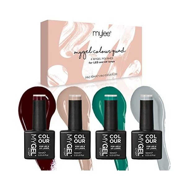 MYGEL by Mylee, Vernis à Ongles en Gel Ensemble Automne-Hiver 4x10 ml - Pédicure et Manucure UV/LED Soak-Off - Longue Durée e