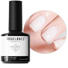 modelones Vernis Semi Permanent Blanc Laiteux, 15ml Vernis Gel Semi-Permanent Naturel French Gel Milky White Nail Art Vernis 
