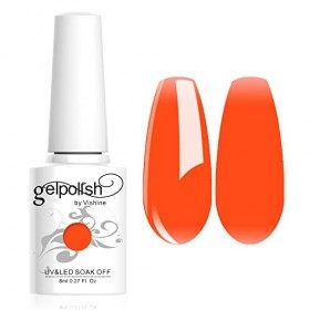 Vishine Vernis à ongles 8ml Semi-permanent Soak-off UV LED Nail Art Manucure Base Top Coat Orange vif 1559