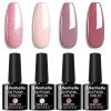 Allenbelle Vernis Semi Permanent Vernis à ongle UV LED Gel Nail Polish Varnish Nail Art Soak Off Manucure 7.3ml/pc Lot de 4 