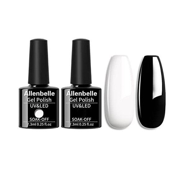 Allenbelle Vernis Semi Permanent Vernis à ongle UV LED Gel Nail Polish Varnish Nail Art Soak Off Manucure 7.3ml/pc Lot de 4 