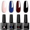 Allenbelle Vernis Semi Permanent Vernis à ongle UV LED Gel Nail Polish Varnish Nail Art Soak Off Manucure 7.3ml/pc Lot de 4 