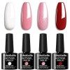 Allenbelle Vernis Semi Permanent Vernis à ongle UV LED Gel Nail Polish Varnish Nail Art Soak Off Manucure 7.3ml/pc Lot de 4 