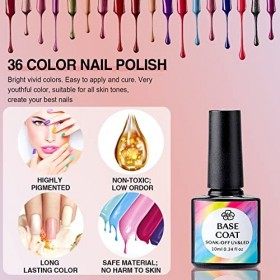 MUOIVG 39pcs Vernis à ongles semi-permanent Gel vernis à ongles 36 couleurs + BaseCoat + TopCoat + Matt Top Coat , UV LED S