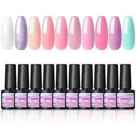 COSCELIA 10 Couleurs Lot de Vernis Semi Permanent Vernis Manucure Nail Art Soak off Vernis à Ongle Blanc Rose Rouge Vernis Ge