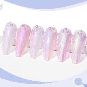 AIMEILI Vernis Semi Permanent Brillant Perle Gel, Nacré avec Fil Shell Glitter Vernis à Ongles Gel UV LED Soak Off 6 Couleurs
