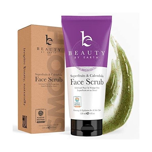 Beauty By Earth La microdermabrasion organique du visage Gommage et Nettoyant, ingrédients naturels et biologiques, Exfoliant