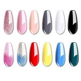 Vishine Vernis Gel Semi Permanent Lot de 12-10 couleurs populaire Rose Rouge Jaune avec 2 Vernis Caméléon Température Change 