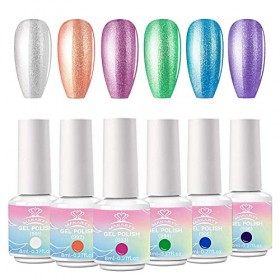 Ensemble de Vernis à Ongles Gel, 6 CouleursKit de Vernis à Ongles Gel Rose Perle Automne 8ML Avec kit de Conception dArt dO