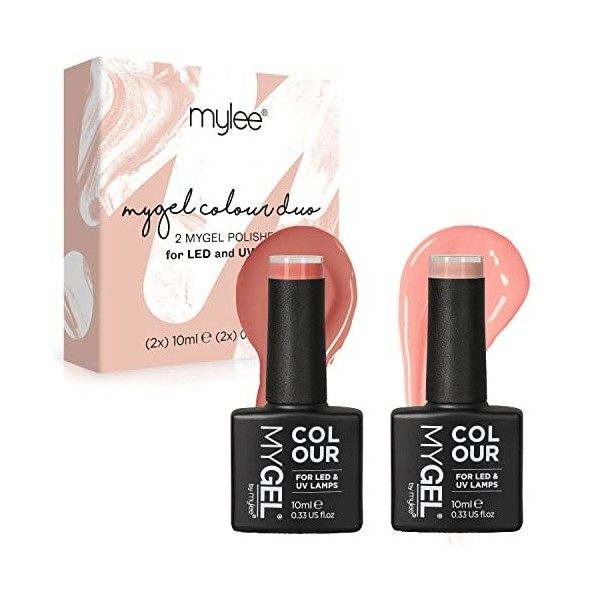 MyGel by MYLEE Feeling Peachy Vernis à Ongles Gel Set 2x10ml UV/LED Nail Art Manucure Pédicure pour Usage Professionnel et Do