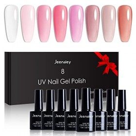 Jeensley 8 Couleurs Gel Vernis à Ongles Set 7.5ml Longue Durée Durci par UV Lampe LED Plusieurs Couleurs Kit Trendy Art Desig