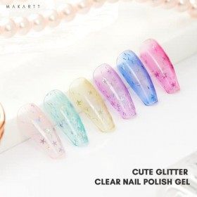 Makartt Gel Vernis à Ongles Gel, Jelly Glitter Gel Rose Bleu Jaune LED Fall Gel Polish Kit, Glitter Color Nail Art, 6 Bouteil