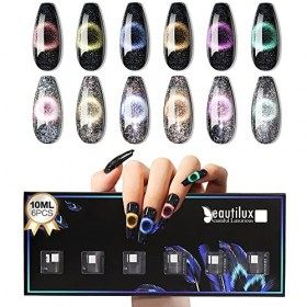 Beautilux Vernis Semi Permanent 9D Pailleté Reflechissante Magnetique, Verni à Ongles UV Gel Nail Polish VSP 9D Cat Eyes Refl