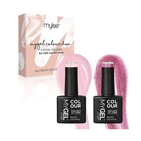 MyGel by MYLEE Pretty in Pink Duo Vernis à Ongles Gel Set 2x10ml UV/LED Nail Art Manucure Pédicure pour Usage Professionnel e