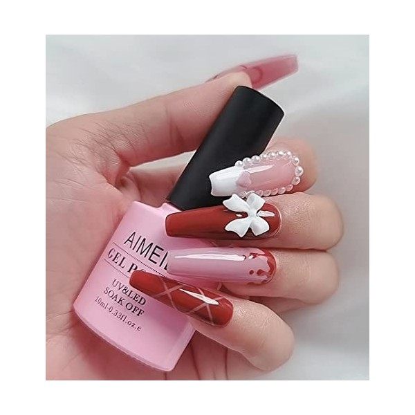 AIMEILI Vernis Semi Permanent Set 6pcs X 10ml Rose Pastel Brun Nude Naturel, Lot Vernis à Ongles Gel Soak Off UV LED Manucure