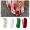 [Noël collection ] Vishine Lot de 6 Vernis à Ongles Gel Semi Permanent Blanc Rouge Vert Noir Paillettes Argent Soak Off UV LE