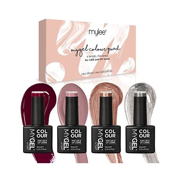 MyGel by MYLEE Quad Goals Vernis à Ongles Gel Set 4x10ml UV/LED Nail Art Manucure Pédicure pour Usage Professionnel et Domest