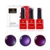 BLUESKY Gel Nail Polish, Ensemble vernis semi permanent - Purples. Purple Grape 80551, Lilac Sparkle A064, Violette Sparkle 8