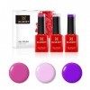 BLUESKY Ensemble Vernis Semi Permanent Purple Ahoy A100/Cake Pop 80547 and Hot Pop Pink 80519. 3 x 5 ml Rosa/Violet 1 Unité