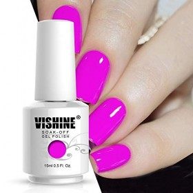 Vishine 15ml Vernis à ongles Semi-permanent Gel Polish Soak-off UV LED Manucure Vernis Gels DIY Salon Magenta Purple 2034