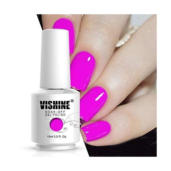 Vishine 15ml Vernis à ongles Semi-permanent Gel Polish Soak-off UV LED Manucure Vernis Gels DIY Salon Magenta Purple 2034