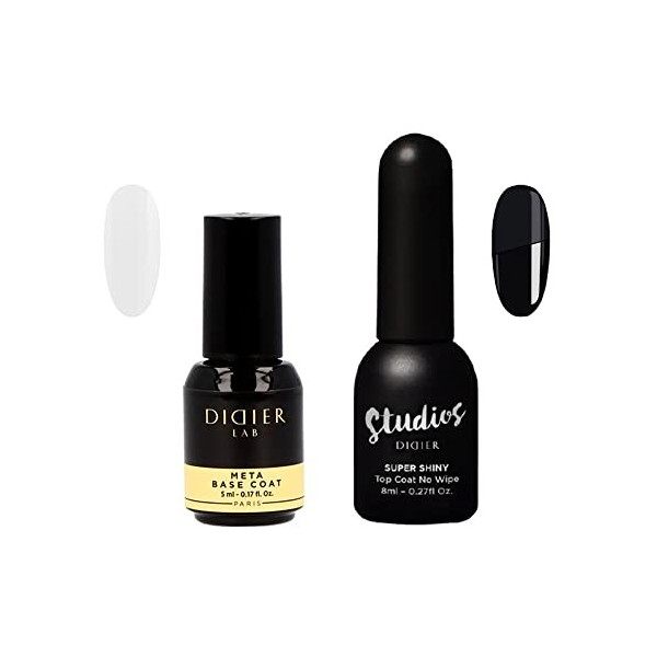 DidierLab-Fiber Base Coat Vernis Semi Permanent Octagon et Top Coat Semi Permanent Shiny - Vernis à Ongles Semi Permanent - V