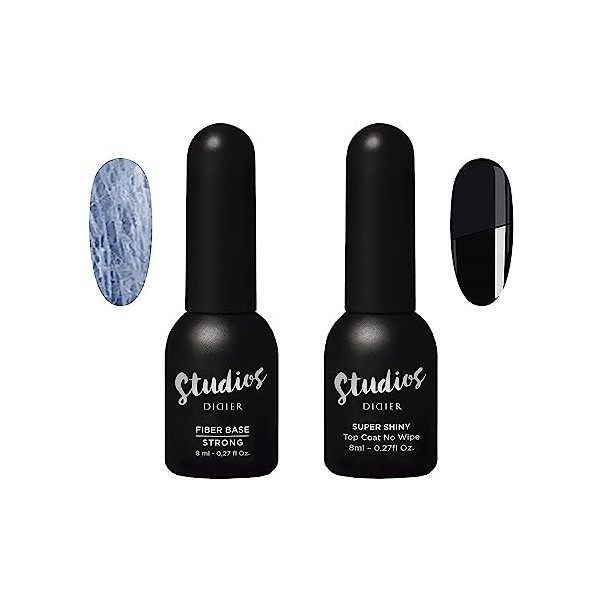 DidierLab-Fiber Base Coat Vernis Semi Permanent Octagon et Top Coat Semi Permanent Shiny - Vernis à Ongles Semi Permanent - V