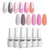 Vishine Lot 6 Couleurs Vernis Gel Semi Permanent UV LED Vernis à Ongles Gel Soak Off Manucure Cadeau Kit 8ml, 2019 Populair C