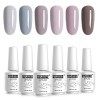 Vishine Lot 6 Couleurs Vernis Gel Semi Permanent UV LED Vernis à Ongles Gel Soak Off Manucure Cadeau Kit 8ml, 2019 Populair C