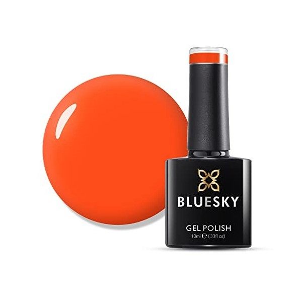 Bluesky Vernis Semi Permanent Orange Néon Gel Ongle sous Lampe UV/LED Manucure à la Maison, Durabilité de 21+ Jours, Beaucoup