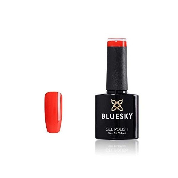 Bluesky Vernis Semi Permanent Orange Néon Gel Ongle sous Lampe UV/LED Manucure à la Maison, Durabilité de 21+ Jours, Beaucoup