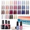 Gellen 25 Couleurs Vernis Gel Lot - Avec Top Base Coat et Top Matt Coat, Vin DOr Rouge Brun, Vernis Semi Permanent Nail Poli