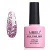 AIMEILI Vernis Semi Permanent 10ML Violet Pailleté, Vernis à Ongles Gel UV LED Gel Polish Soak Off Manucure - 049