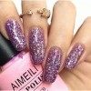 AIMEILI Vernis Semi Permanent 10ML Violet Pailleté, Vernis à Ongles Gel UV LED Gel Polish Soak Off Manucure - 049