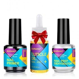BURANO Primer Ongle Nail Déshydrateur Set Ongles Nail Prep Manucure Vernis à Ongles Acryliques et à Gel Nail Primer No Burns 