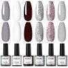 ROSALIND Lot Vernis Semi Permanent Rouge Vernis à Ongles 6 Couleur Paillette Gel Pour Les Ongles en Gel UV Nail Art Gel Polis