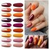 Vishine Vernis Gel Semi Permanent, UV LED Vernis à Ongles Gel Soak Off Lot 12 Couleurs Orange Jaune Nail Gel Polish Base Top 