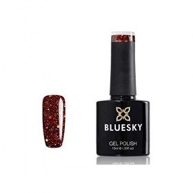 Bluesky Vernis Gel Semi Permanent Cure sous Lampe UV/LED Ruby Red Hollywood Rouge Foncé à Paillettes 10 mL