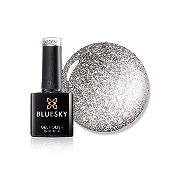Vernis à ongles gel Bluesky, Silver Glitter A018, longue durée, résistant aux puces, 10 ml nécessite du séchage sous lampe L