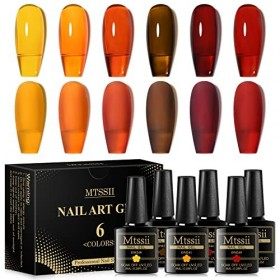 Jelly Crystal Gel-Nagellack, durchscheinend, weinrot, rot, Koralle, Karamell, Orange, Bernstein, Braun, Grau, Herbst, Herbst,