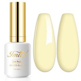 Imtiti Pastel Vernis Gels Semi-Permanents,15ml Vernis à Ongles Gel Jaune Crème Léger LED UV Vernis à Ongles Gel DIY Nail Art 