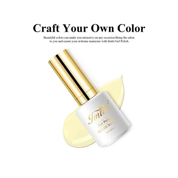 Imtiti Pastel Vernis Gels Semi-Permanents,15ml Vernis à Ongles Gel Jaune Crème Léger LED UV Vernis à Ongles Gel DIY Nail Art 