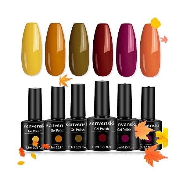 Senvenski Semi Permanent Vernis à Ongles Gel Citrouille Corail Jaune Orange Pêche Rouge Bourgogne Rose Couleur Shellac Cadeau