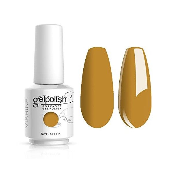 Vishine Vernis à ongles Manucure Semi-permanent Soak Off UV LED Gel Polish Nail Art Jaune paille 1018 