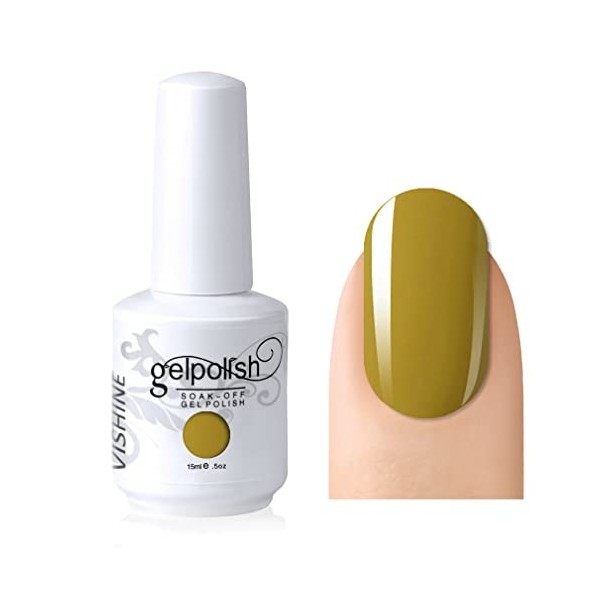 Vishine Vernis à ongles Manucure Semi-permanent Soak Off UV LED Gel Polish Nail Art Jaune paille 1018 